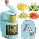 Vegetable Spiralizer 4in1 Rotating Blade Veggie Spiralizer Zucchini Noodle Maker with Strong Suction Cup Spiral Vegetable Cutter Slicer (Blue)