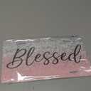 Christian Religious Blessed Pink Glitter Bling Blessed Front License Plate Cover Car Decor Accessory Aluminum Metal Rust-Proof Car Plate Novelty Vanity Tag Cover with 4 Holes Men Women 6 X 12 Inch