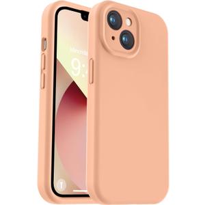 Vooii Compatible with iPhone 13 Case, Liquid Silicone Upgrade [Camera Protection] [Soft Anti-Scratch Microfiber Lining] Shockproof Phone Case for iPhone 13 6.1 inch - Cantaloupe