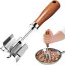 Stainless Steel Meat Chopper & Masher - Heavy Duty 6 Curve Blades Ground Beef Chopper Tool with Wooden Handle, Heat Resistant Meat Masher, Hamburger Smasher & Multi-Use Kitchen Tool
