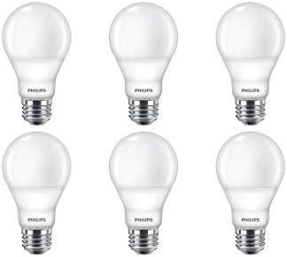Philips 479428 LED Dimmable A19 Light Bulbs: 450 lm.s, 2700-Kelvin, 5.5 (40W Equivalent), E26 Medium Screw Base, Warm Glow, White.      (Pack of 6)