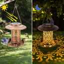 Solar Bird Feeders for Outdoors, Metal Hanging Bird Feeder with 3 Water Cups,Rust Resistant, Solar Garden Lantern for Outdoors Decor,The Perfect Choice for Gift(2.5LB)