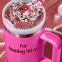 Lid Name Plate Topper for Stanley Cup 40 30 oz - Crown Cute Decoration Accessories for Tumbler, Water Bottle Glitter Decor for Women Girls (Light Pink)