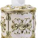 Geesatis Tissue Box Cover, Cylindrical Tissue Box Holder, Napkin Facial Tissues Holder for Bathroom Toilet Bedroom Living Room Table Desk Office Dresser, 1Pcs Gold 6.5''x6.1''