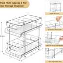 HIHEGD 2-Tier Bathroom Organizer with Dividers, Clear Under Sink and Pull-Out Cabinet Organizer for Kitchen and Pantry Storage