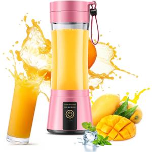 Cordless Portable Personal Size Blender - Mini Blender Make Smoothies, 380Ml BPA Free Travel Cup, Powerful Blending Suit in Office/Home/Gym