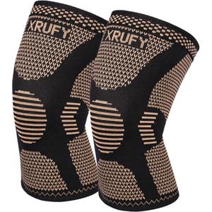 Copper Knee Brace for Running & Arthritis Relief - Doctor Recommended Compression Sleeve with Non-Slip Gel, All-Day Support for Gym/Work/Hiking Men & Women (Medium)