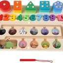 3-in-1 Magnetic Wooden Maze, Montessori Toys, Stacking Building Blocks Shape Sorter Number Board, Color Matching Educational Learning Toys for Kids, Toddler Gift, Toys for Boys Girls 3 4 5 Years Old
