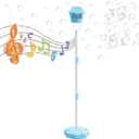 Automatic Bubble Torch Garden LampHeight-Adjustable Outdoor Automatic Bubble Machine Chargeable Vertical Bubble Lamp with Light and Music for Wedding Birthday Party Outdoor Garden Lamp (Blue)