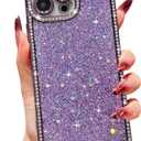 Owncase for iPhone 14 Pro Max Case Glitter, Crystal Diamonds Shiny Bling Sparkly Electroplated Edge Shockproof Soft TPU Bumper Phone Case for Women Girls, Purple