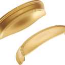 Hickory Hardware 1 Pack Solid Core Kitchen Cabinet Pulls, Luxury Cabinet Handles, Hardware for Doors & Dresser Drawers, 3 Inch & 3-3/4 Inch (96mm) Hole Center, Brushed Golden Brass