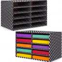 Eaasty 2 Pack 10 Slot Paper Storage Organizer, Back to School Construction Paper Holder for Office, Home, and School Use, 20.5 x 12.4 x 13.3 Inches(Polka Dots,Black)