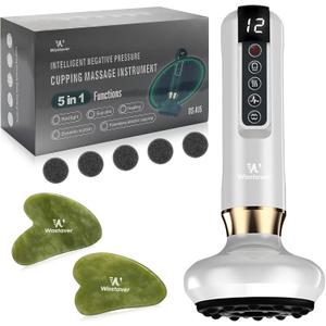Ellulite Massage Tool, Anti Cellulite Massager-Cupping Kit for Massage Therapy, 12 Speed Adjustable Suction Cupping Therapy Set for Belly, Thighs, Arms, Butt (White)