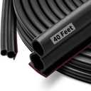 40 Feet Rubber Door Weather Stripping Door Seal Large Gap, Self-Adhesive Extra Thick D-Shape Door Seal Strip for Door Frame Door Insulation Strip, Easy Cut to Size(Black) (40Ft)