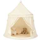 Play Tent, Large Playhouse Kids Castle Play Tents with Carry Bag, Indoor Outdoor Game Tent, Portable Children Yurt Tents, Birthday Gift for Boys & Girls, 47''x45'', Cream