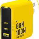 AOHI Youth 100W Gan+ USB C Wall Charger, 3-Port Laptop Fast Charger Type C Power Adapter PPS PD for MacBook Pro/Air, iPad Pro, iPhone 16/15 Pro Max, Galaxy S24 Ultra/Note, Pixel, Steam Deck, Yellow