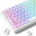 dagaladoo White Clear keycaps,Transparent keycaps 60 75 100 Percent,Ceramic Jelly Key caps Set,Shine Through Key caps,MDA Profile Keyboard Key Cap for Mx Switches Mechanical Keyboard