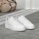 Sernial White Platform Sneakers for Women,PU Leather Platform Shoes,Walking Shoes for Women 8