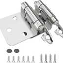 Chibery 1/2" Overlay Cabinet Hinges, 20 Pack Self Closing Flush Mount Hinges with Door Bumper, Variable Decorative Hardware for Bathroom, Furniture, Kitchen Cabinet Doors, Satin Nickel