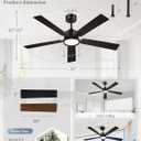 52 Inch Ceiling Fan with Lights and Remote, Smart APP Control, Dimmable with All-Setting Memory, Quiet DC Motor Reversible Blades, Damp Rated Modern Ceiling Fan for Bedroom Patio Living Room, Black