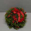 6 Pcs Mini Christmas Wreath for Cabinets Kitchen, 11 Inch Hanging Small Christmas Wreaths with Red Bows Cedar Branchs Red Berry Clusters for Kitchen Cabinet Fireplace Window Front Door Wall Decor