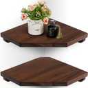 Demigo Hexagon Corner Floating Shelves Wall Mount (Set of 2) – Solid Acacia Wood with Hidden Brackets & Cable Hole – Rustic & Modern Space-Saving Shelves for Bedroom Living Room Office Kitchen