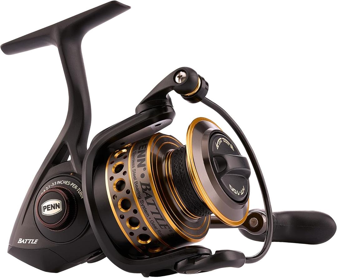 Penn Battle Spinning Reel Kit, Size 5000, Includes Reel Cover and Spare Anodized Aluminum Spool, Right/Left Handle Position, HT-100 Front Drag System (2500)