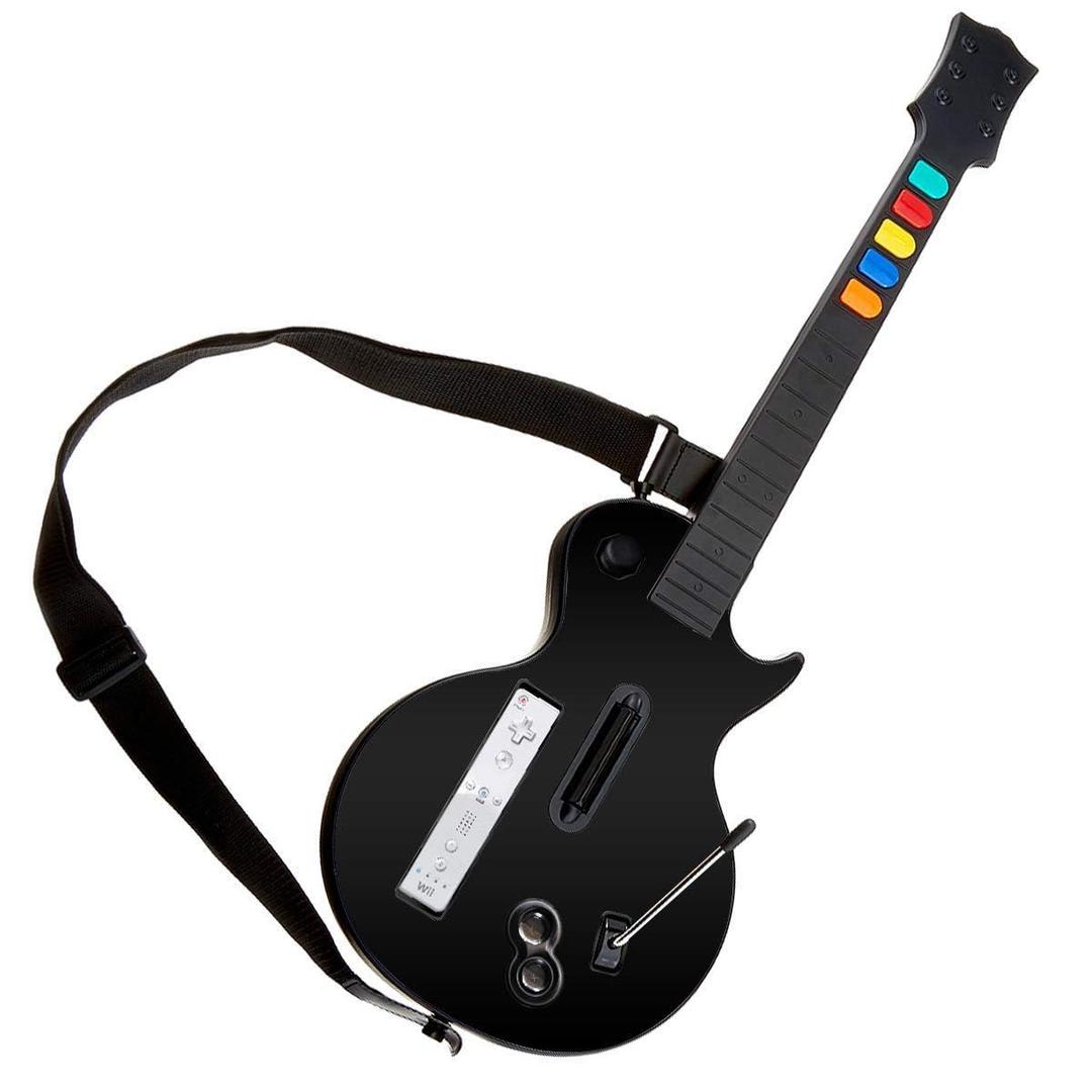 DOYO Wireless Wii Guitar Hero Controller Compatible with Guitar Hero and Rock Band 2 & 3 Games with Strap (Excludes Rock Band 1), Black