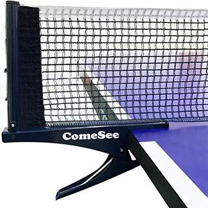 Comesee Kioos Collapsible Table Tennis Net Professional Steel Ping pong Net Clip Grip Mesh Training Competition Portable Tension Adjustable Post (Navy)