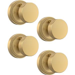 Asidrama 2 Pack Champagne Bronze Privacy Door Knobs with Lock, Door Handles with Champagne Bronze Door Knobs Interior for Bedroom or Bathroom, Heavy Duty Door Lever for Left Right Sided Doors