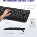 QUASIO Wireless Keyboard, 2.4G Full-Sized Ergonomic Wireless Computer Keyboard with Wrist Rest for Windows, Mac OS Laptop/PC/Desktop/Notebook(Black)