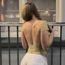 Women Sexy Backless Going Out Top Double Lined Y2K Open Back Crop Tops 2025 Backless Tee Shirts Summer Trendy