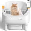 Thereye Self-Cleaning Cat Litter Box,Open-Top Automatic Litter Box with App Control for Multiple Cats, Safety Sensors Protection, Odor Control Includes Trash Bags,Large Waste Bin, White Yellow