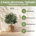 2 x ENVEN Artificial Topiary Ball Trees with Ground Spikes UV Resistant Faux Greenery Shrubs Fake Shrubs for Outdoors, Realistic Faux Plants Bushes for Garden Porch Yard Patio Decor (Green)