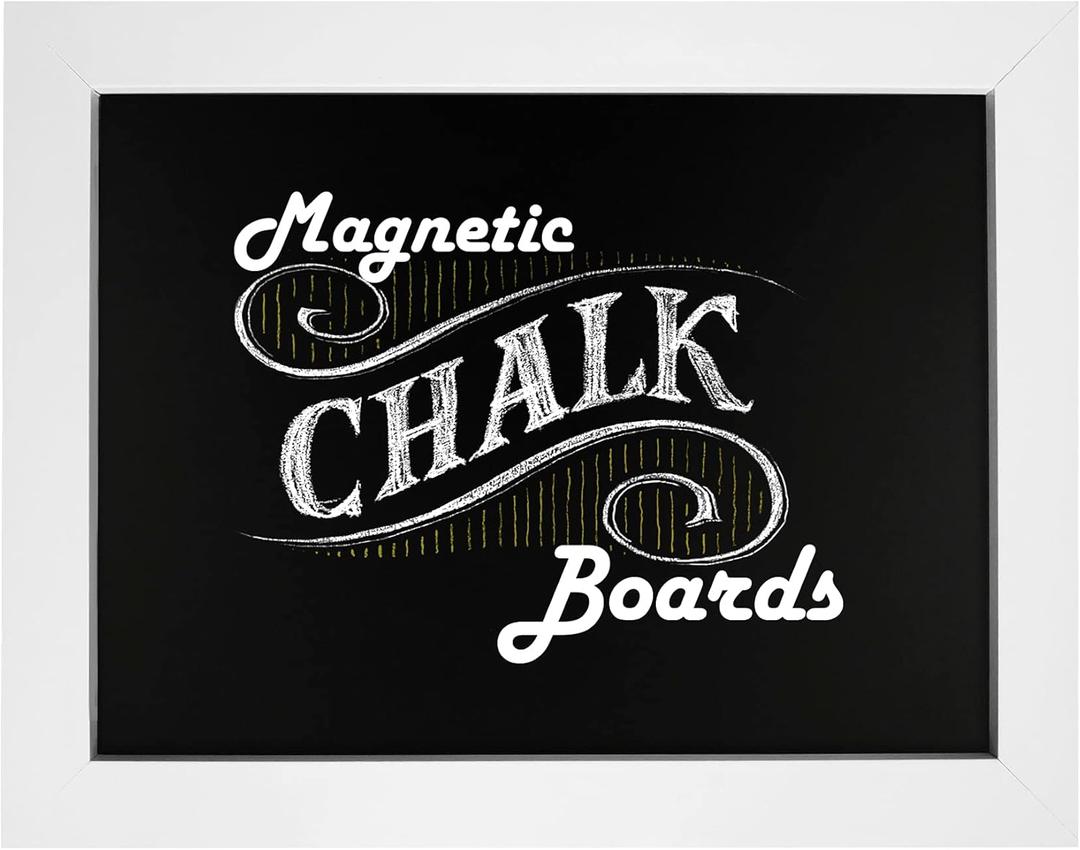 Loddie Doddie Magnetic Chalkboard Sign - 11 x 14 in, White Frame, Mounting Hardware - Easy-Erase Message Center - Magnetic Bulletin Board for Photos - Chalk Board Calendar for Wall Organization