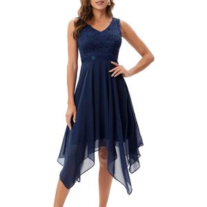 Meetjen Women's Lace Cocktail Party Dress 2025 Handkerchief Hem Bridesmaid Prom Formal Dresses for Wedding Guest, S