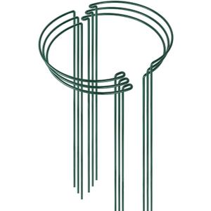 HiGift 6 Pack 24 Inch Plant Stakes, 10" Wide x 24" High Half Round Metal Peony Cages and Support, Green Garden Plant Stake Plant Support Ring Border for Peony Tomato,Hydrangea,Flower Indoor Outdoor (10" W x 24" H)