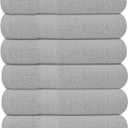 KAHAF COLLECTION 6 Pack Bath Towels Set (27 x 54 Inches) 100% Ring Spun Cotton, Lightweight, Quick Dry, Highly Absorbent Towels (Light Grey, (27x54) Inches)