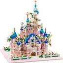 Architecture Castle with Flower Series Micro Blocks Building Sets for Adults and Teens, 4000+ PCS Bricks Building Blocks - Upgrade Version (Pink)