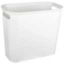 rejomiik Small Trash Can, 3.5 Gallon Garbage Can Slim Waste Basket Plastic Trash Bin Container with Handles for Bathroom, Bedroom, Home, Office, Dorm Room, Kitchen, Rectangular, White (1 pack)