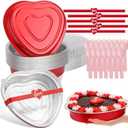 33oz Heart Shaped Cake Pans with Lids and Spoons,15pcs Aluminum Foil Disposable Heart Baking Cups,Cupcake Liners Tins Containers for Parties, Weddings