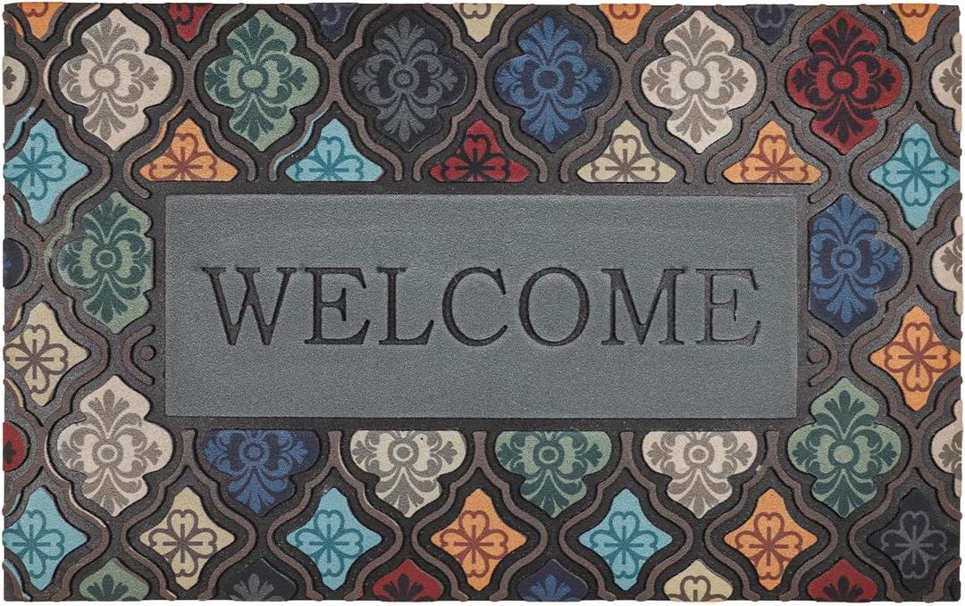 Large 36"x 24" Heavy Duty Welcome Mats Outdoor with Non-Slip Rubber Backing - Durable Outdoor Door Mat for Front Door Entrance, Garage, Patio & High Traffic Areas（Welcome Mat Style 1）