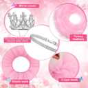 4 Pcs Princess Porch Goose Outfit for 23" 17" Cement Lawn Goose Costume Crown Necklace Tutu Skirt Feather Trim for Princess Outdoor Garden Lawn Art Decor(Pink)