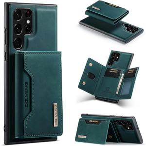 Wallet Case for Samsung Galaxy S23 Ultra, DG.MING Premium Leather Phone Case Back Cover Magnetic Detachable with Trifold Wallet Card Holder Pocket for Samsung Galaxy S23 Ultra (Green)