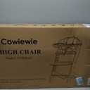 Cowiewie 3-in-1 Convertible Natural Wooden High Chair for Babies & Toddlers 3-Tier Remove & 2 Adjustable Wood Tray & 8 Levels Adjustable, 2 Waterproof Cozy Cushions Grey