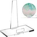 RattanView 8 Inch Acrylic Plate Stand for Display Acrylic Easel Holder Clear Picture Frame Book Magazine Stand with Square Block Base for Table Home Office Exhibit