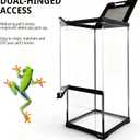 Tall Reptile Glass Tank 8"x8"x18" Pre-Assembled Vertical Small Reptile Terrarium for Arboreal Geckos,Chameleon,Lizard,Tree Frog and Snake with Top and Front Openning Door