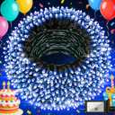 750 LED 240FT Blue Birthday Party Decorations String Lights with 12 Modes Timer Dimmable, Waterproof Green Wire Christmas Lights Outdoor, Plug in Fairy Lights for Wedding, Ocean Party, Xmas Decor