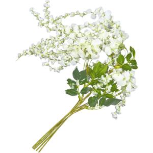 Artificial Silk Wisteria Vine Ratta Silk Hanging Flower Wedding Decor,6 Pieces,(White)