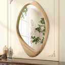 AAZZKANG Large Wall Mirror with Irregular Wood Framed 24"x16" Decorative Asymmetrical Hanging Mirrors for Bathroom Bedroom Living Room Entryway